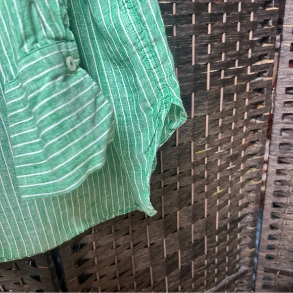 Talbots green striped line top size 3X plus long sleeved button up - Picture 4 of 7